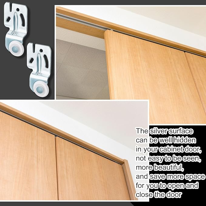 Blulu 4 Pcs Sliding Closet Door Roller Kit | Wardrobe Wheels Hardware, Fits Top - Image 6