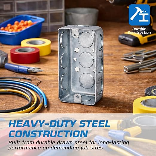 4 Pack - 4x2” Rectangle Steel Electrical Box| 1-1/2" Deep Box - Image 3