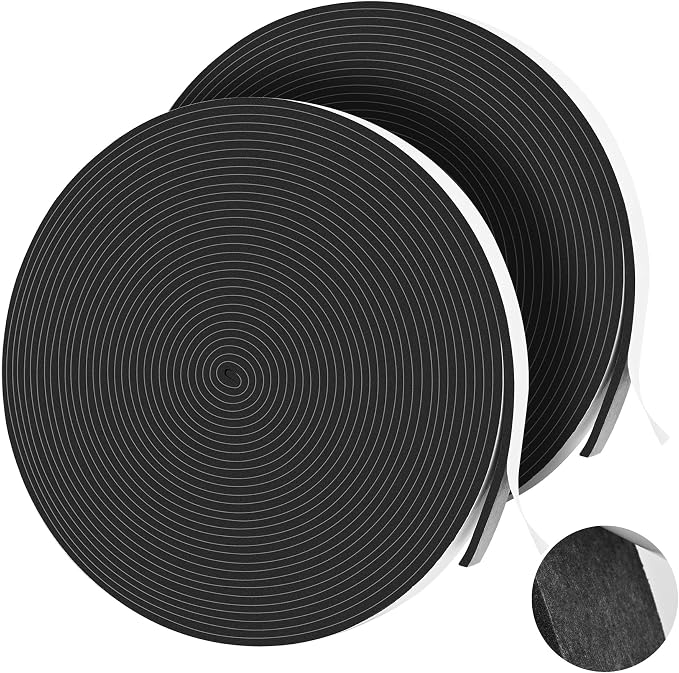 66Ft Foam Tapes Self Adhesive Seal Strips 1/2In x 1/8In x 33.1Ft Each Roll by MYFAMIREA
