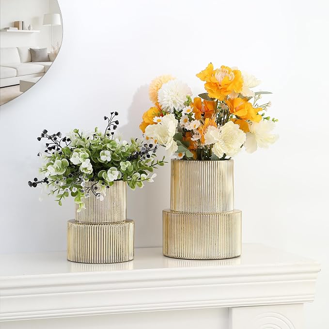 Ribbed Glass Vases for Bouquet, Modern Vase for Living Room, Coffe Table - Image 5