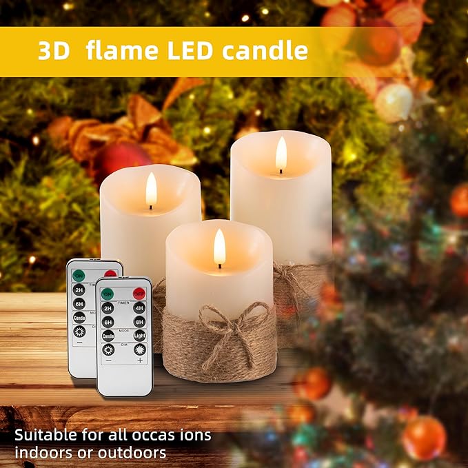 AKU TONPA Flameless Candles Battery Operated Pillar Real Wax Electric LED - Image 3