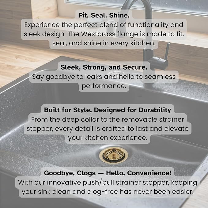 Westbrass D2082S-01 3-1/2" Extra-Deep Collar Kitchen Sink Waste Disposal Flange - Image 7