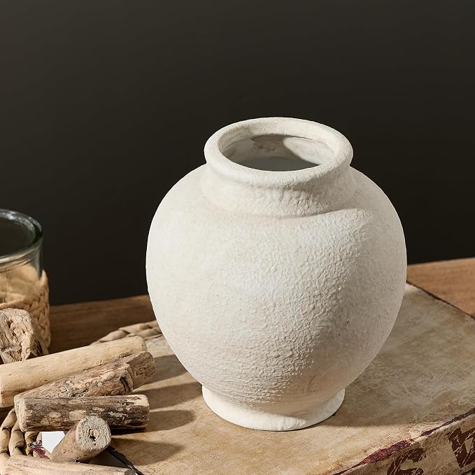 Ceramic Rustic Farmhouse Vase, Small Flower Vase Decorative Vase Short Pottery - Image 3