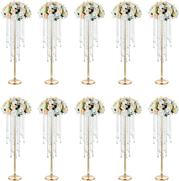 NUPTIO Tall Gold Centerpiece for Table, for Flowers Arrangement, Anniversary by Nuptio
