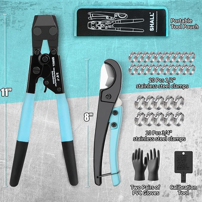 SHALL Pex Crimping Clamp Cinch Tool and Pipe Hose Cutter, Pipe Fitting Crimper - Image 4