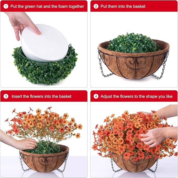 Artificial Flowers with Hanging Basket Planter - Image 5