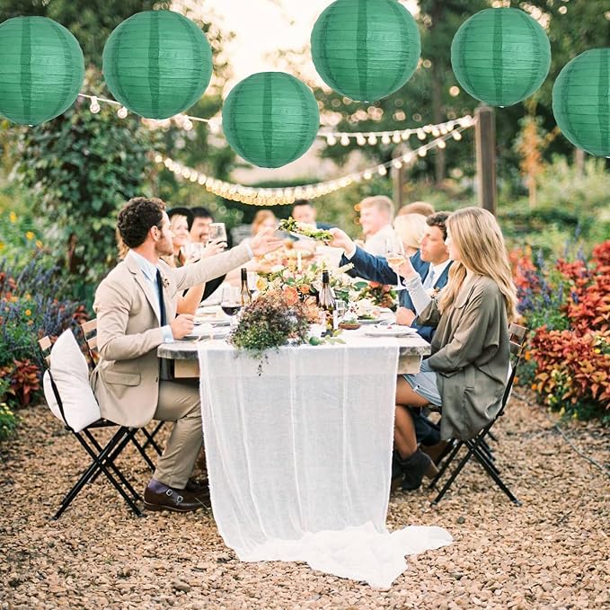 BEISHIDA 8 Inch Green Paper Lanterns 6 Packs Hanging Round Chinese Lantern | - Image 6