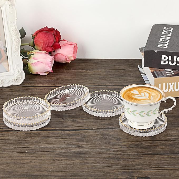 Set of 5 Modern Clear Coaster-Glass Coasters - Image 7