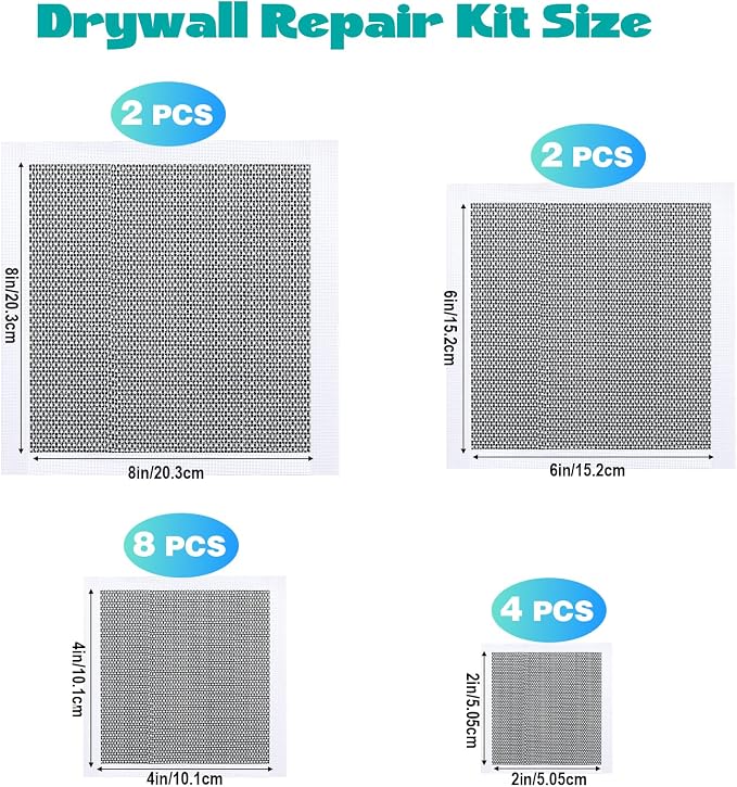 16Pcs Drywall Repair Kit, 2/4/6/8in Self-Adhesive Drywall Patch Kit | Wall - Image 2