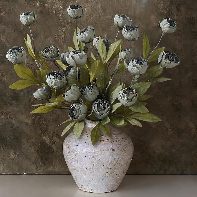 6 Pcs 27" Faux Silk Peony Artificial Flowers Stems by VIERENA
