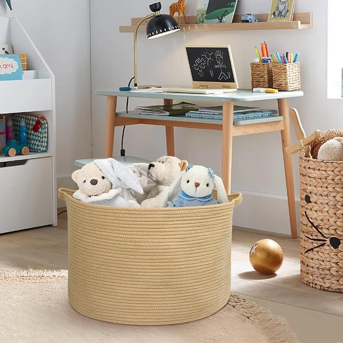Extra Large Storage Basket, Soft Cotton Rope Bin - Image 4