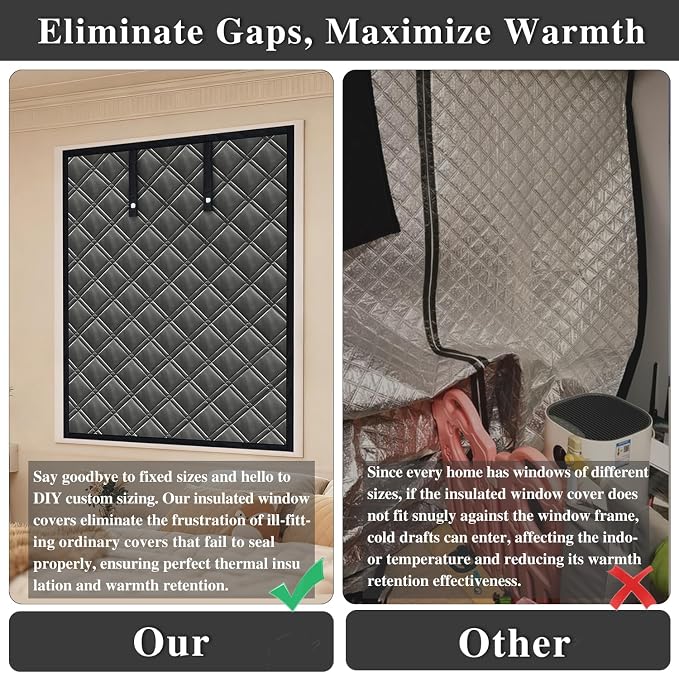 Thermal Window Cover for Winter, Max Adjustable to 43x59, Durable Oxford Cloth - Image 3