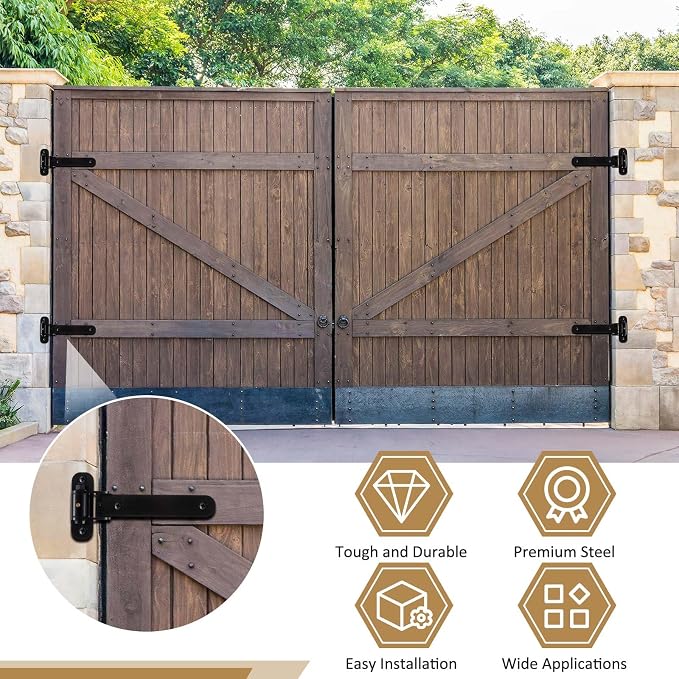 Yaocom 6 Pcs 13" Heavy Duty Gate Hinges 900 Lbs Capacity 180°Open Thickened - Image 4
