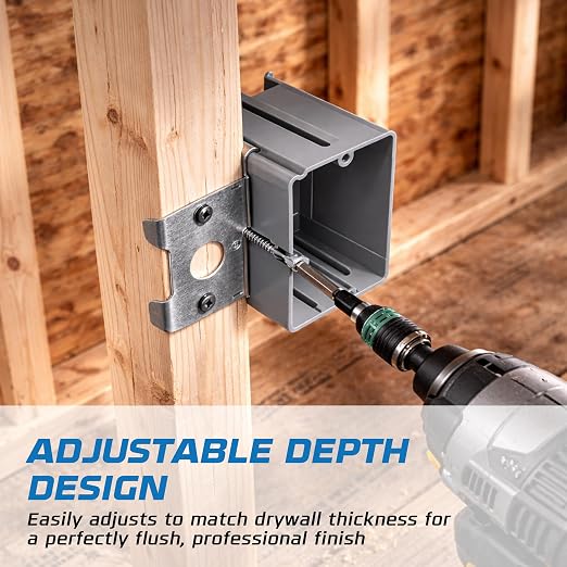 1-Gang Adjustable PVC Electrical Outlet Box 21 Cu in. PVC Junction Box - Image 3