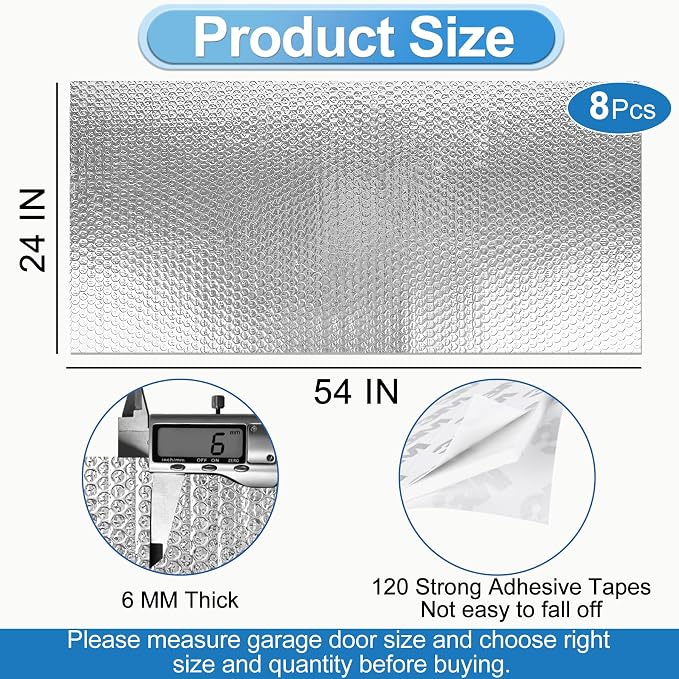 Garage Door Insulation Kit 8P Double Bubble Window Heat Insulation Panels - Image 3