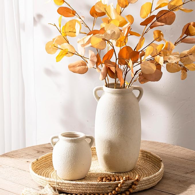 Dobbyby Ceramic Flower Small Vase 6 inch Farmhouse Rustic Vase Decorative - Image 8