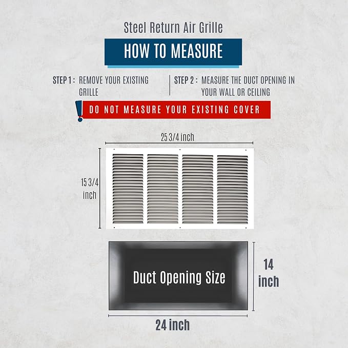 Fits 24x14 Duct Opening | Steel Return Air Grille by Handua | Vent Cover Grill - Image 2