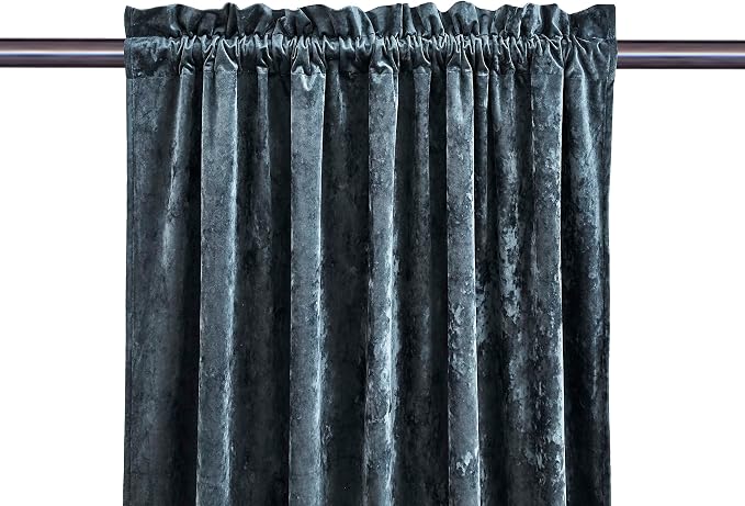Chezmoi Collection Lux Storm Blue Crushed Velvet Curtains 2 Panel Set - Image 8
