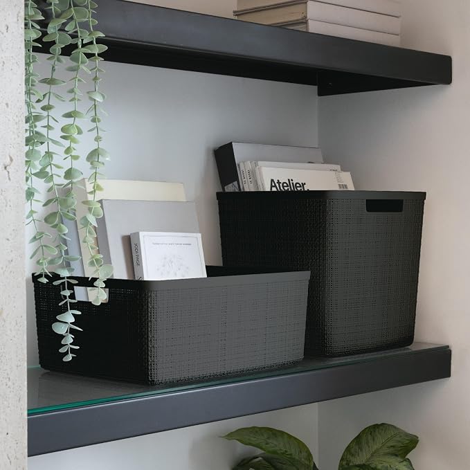 Curver Set of 4 Large Cube 17L Jute Decorative Plastic Organization and Storage - Image 8