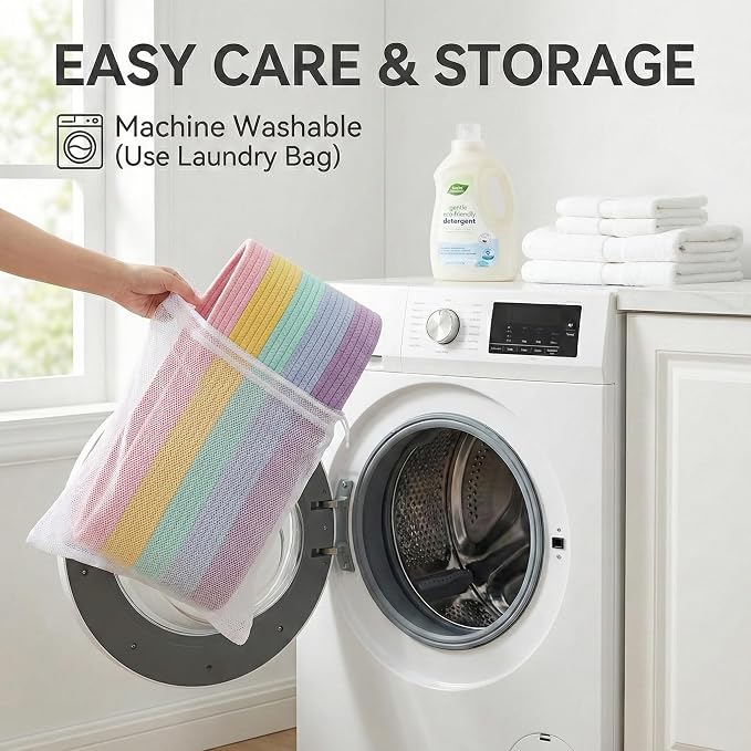 JMvicyroam 65L Extra Large Machine Washable Cotton Rope Blanket Basket | - Image 5