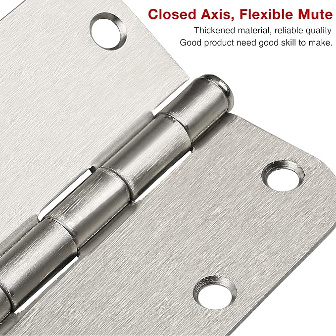 TDCHINGES Rounded Satin Door Hinges Brushed Nickel 3.5 Inch 5/8" Radius DIY | - Image 4