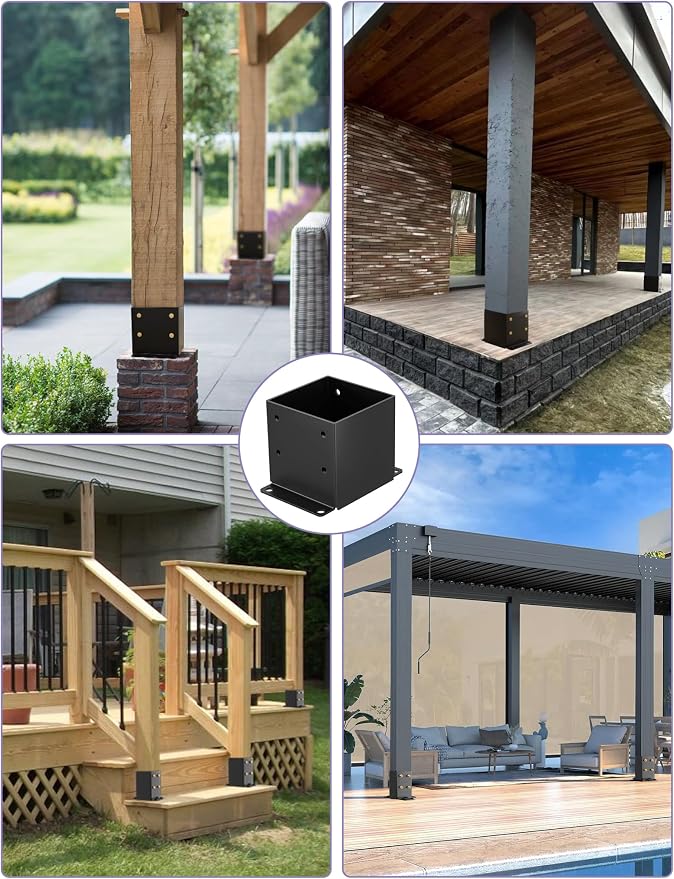 2 PCS Metal 6×6 Post Base, Inner Size 5.6"x5.6" | Heavy Duty Post Bracket - Image 7
