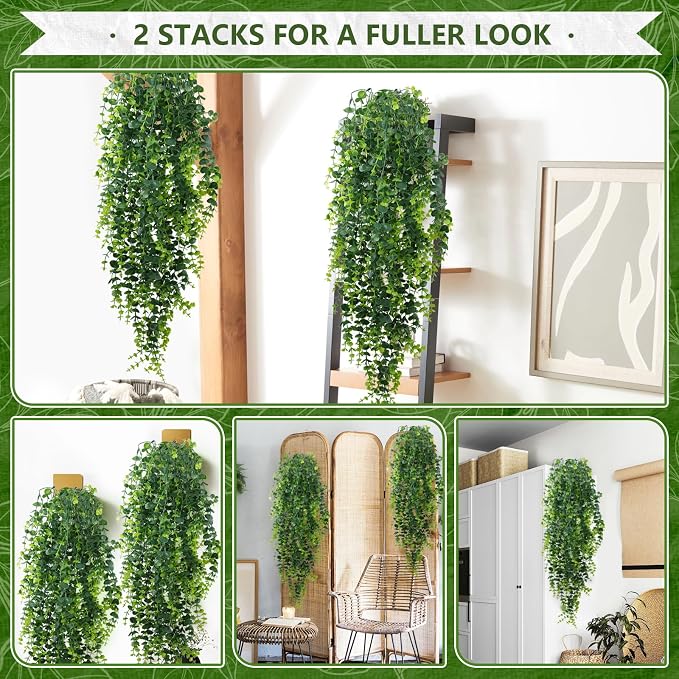 2-Pack Fake Hanging Plants, Faux Hanging Plant Artificial Greenery - Image 4