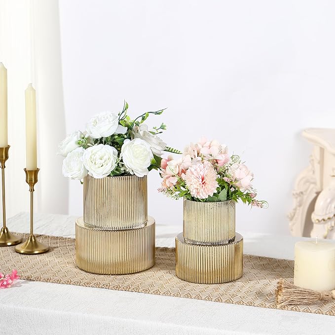 Ribbed Glass Vases for Bouquet, Modern Vase for Living Room, Coffe Table - Image 2