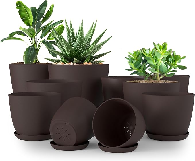 Plant Pots Indoor with Drainage, 10 Pack Multi-Size Planters Set by UTOPIAHOME