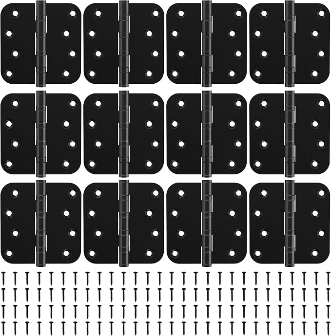 KOLET 4 Inch Black Ball Bearing Door Hinges 5/8'' Radius 12 Pack | Stainless - Image 8