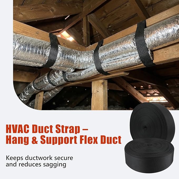Convivium 100Ft HVAC Duct Strap 2pcs, Tight-Weave Nylon Duct Support Webbing - Image 2