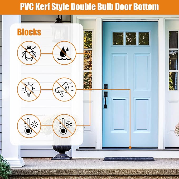Briwooody 2 Pack 36" Replacement Door Sweep Hardware Double Bubble Kerf Door - Image 4