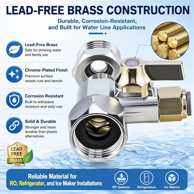 Jingzan Feed Water Adapter Kit, G1/2 Female x 3/8" Compression Male x 1/4" - Image 2