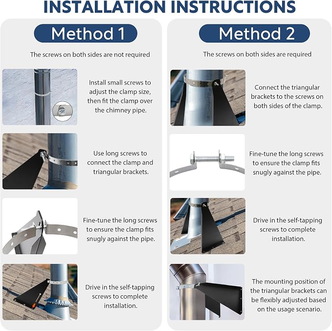 8-10" Adjustable Chimney Pipe Support Bracket, Fireplace Pipe Wall Bracket - Image 7