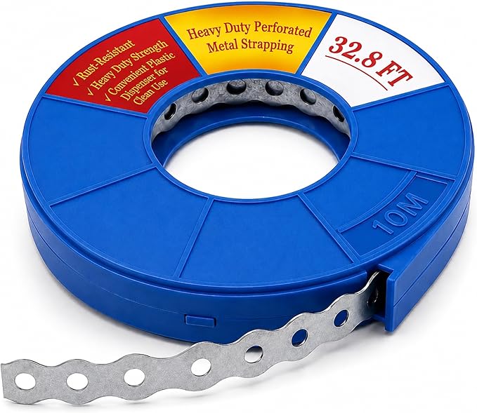 32.8FT Heavy Duty Perforated Metal Strapping, Galvanized Pipe Hanger Strap by HUVOTOSIUS