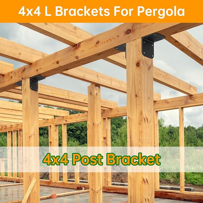 4x4x3.5 Pergola Brackets, Heavy Duty L Bracket - Image 2