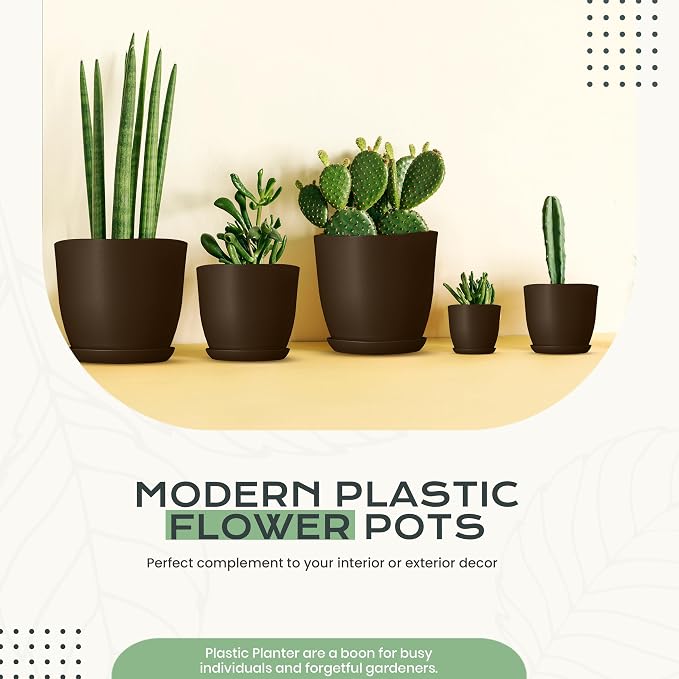 Plant Pots Indoor with Drainage, 10 Pack Multi-Size Planters Set - Image 5