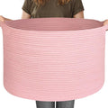 115L Oversized Pink Basket, 23.6"x15.7" Woven Cotton Rope Bin by MEGASKET