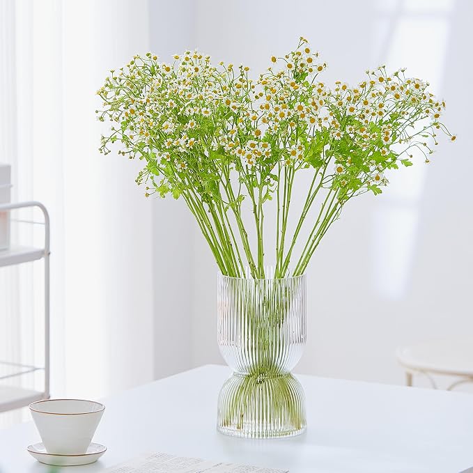 7.5 inch Vase for Flowers, Hourglass Bud Flower Vase for Bookshelf, Dinner Table - Image 5