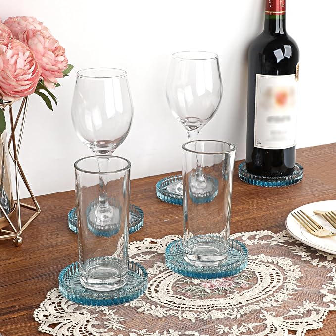 Modern Clear Coaster Set of 5- Glass Coasters - Image 2