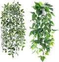 Der Rose 2Pcs Fake Hanging Plants Artificial in White Pots by DerRose