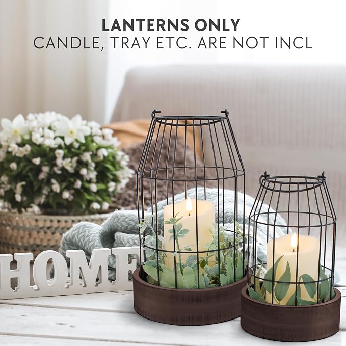 Rustic Farmhouse Lantern Decor Set of 2 - Image 2