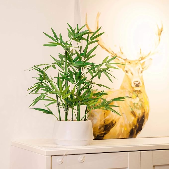 365 Blooming Decor 18 inch Tall White Potted Artificial Bamboo Plant- Luxury - Image 7