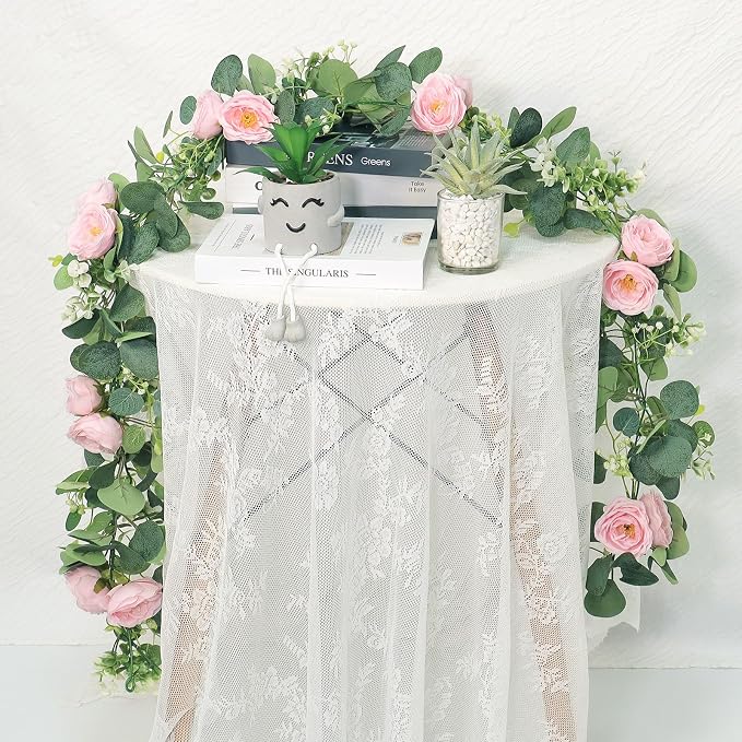 TOCHGREEN 4 Pack Artificial Eucalyptus Flower Garland - Image 2