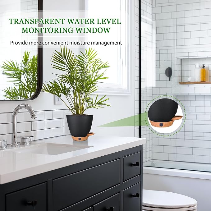 6" Self Watering Pots for Indoor Plants, Small Plastic Planters | Water Level - Image 7