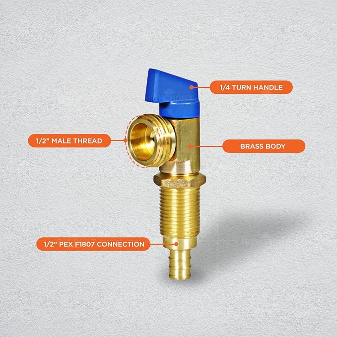 Highcraft 541Q Washing Machine Replacement Valve 1/2’’ PEX B Inlet x 3/4’’ MHT - Image 7