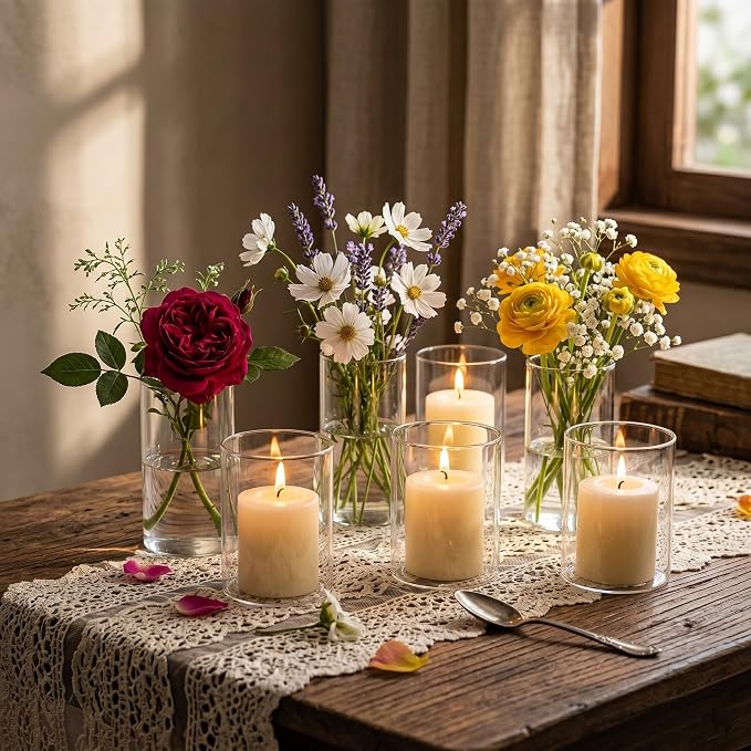 24 Pcs 4 Inch Tall Glass Vases Bulk Clear Cylinder Flower Vases Bulk Wedding - Image 5