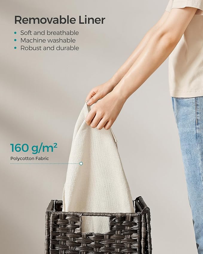 SONGMICS Storage Basket with Lid, Woven Blanket Storage Bin with Handles - Image 9