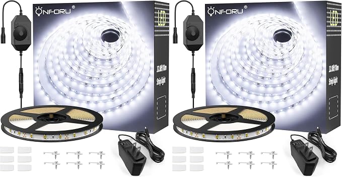 Onforu White LED Strip Lights, 32.8FT 6000K Super Bright Dimmable Tape Light Kit by Onforu