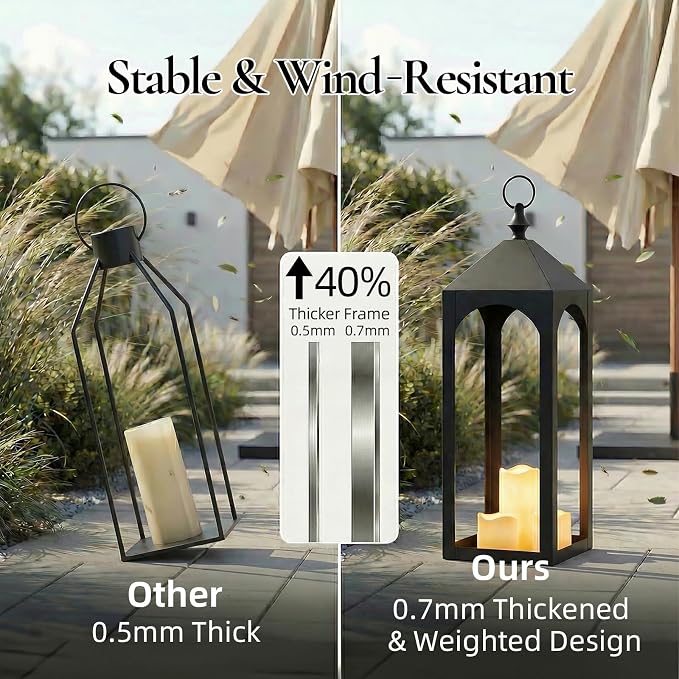 24" & 17" Large Outdoor Floor Lantern, - Image 2